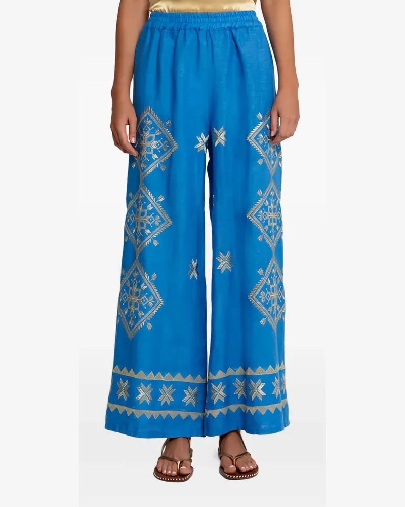 Greek Archaic Kori Lefkada Hose mit elastischer Taille - Blau Blau