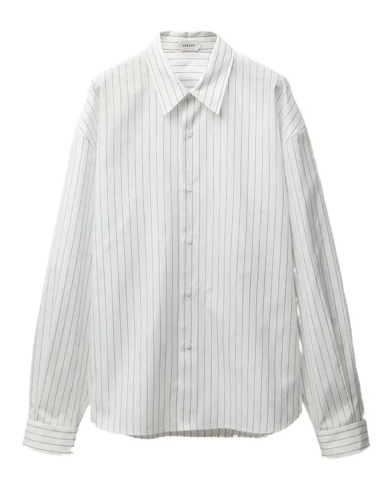 Versace Gestreiftes Hemd aus Popeline - Weiß Weiß