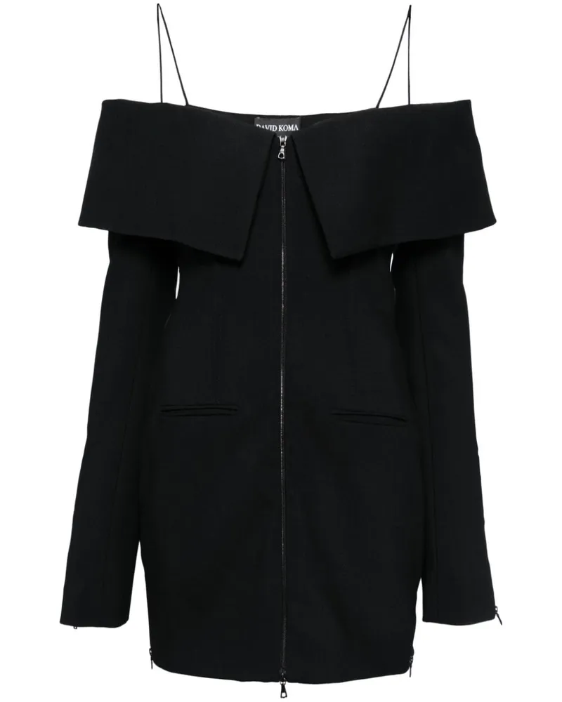 David Koma Minikleid im Layering-Look - Schwarz Schwarz