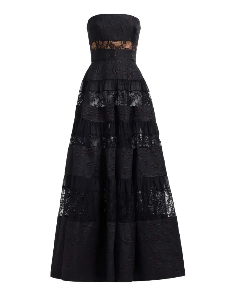 Elie Saab Maxikleid mit Brokat-Spitze - Schwarz Schwarz