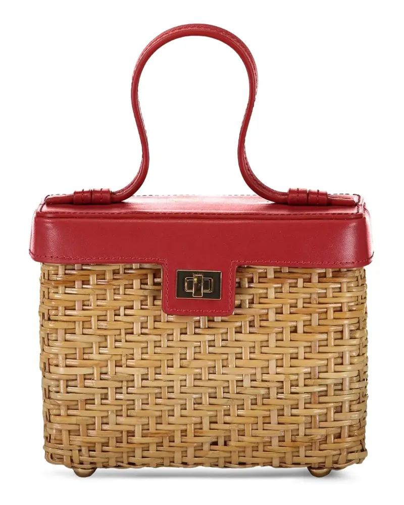 Poolside The Box woven top-handle tote bag - Nude Nude