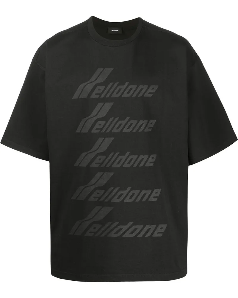 WE 11 DONE Oversized-T-Shirt mit Logo - Schwarz Schwarz