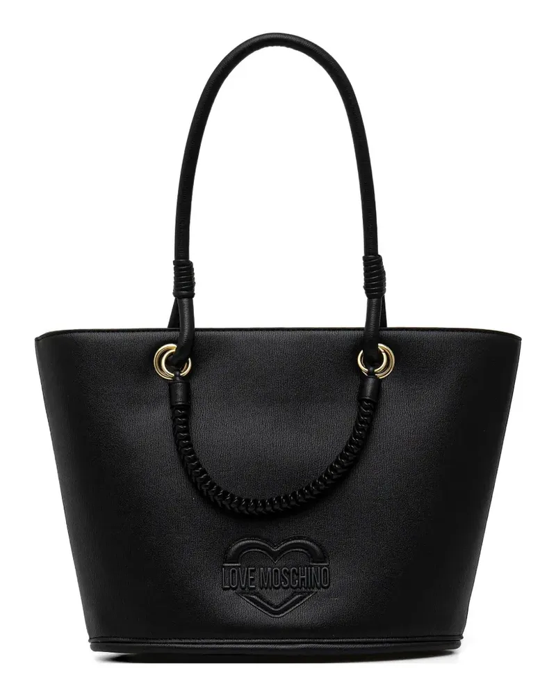 Moschino braided-handle heart-detail tote bag - Schwarz Schwarz