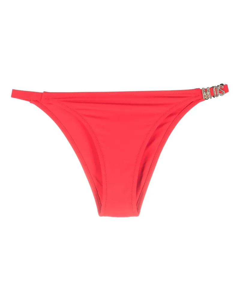 Moschino Bikinihöschen mit Logo-Schild - Rot Rot