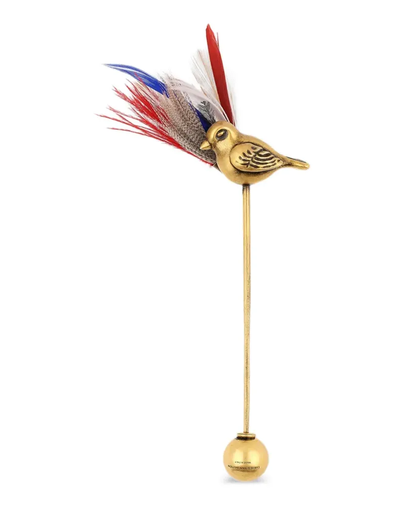 Dries van Noten Brosche mit goldfarbener Feder Gold