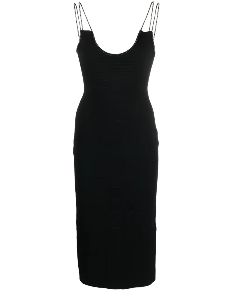 Hervé Léger Kristallverziertes Midikleid - Schwarz Schwarz