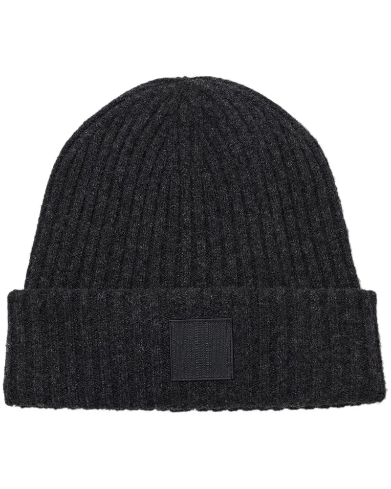 Marc Jacobs Gerippte Mütze mit Logo-Patch - Schwarz Schwarz