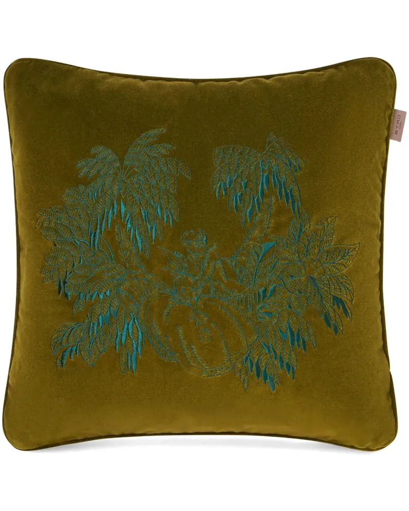 Etro Kissen aus Samt mit Amanti-Stickerei - Grün Grün