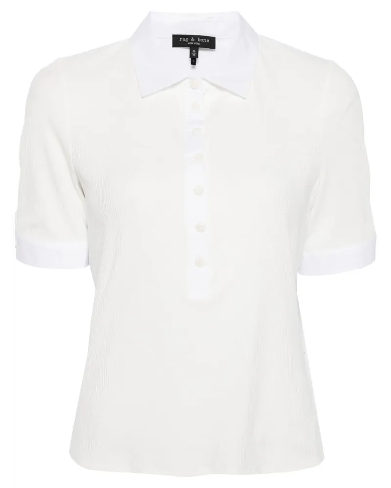 Rag & Bone Geripptes Poloshirt Weiß