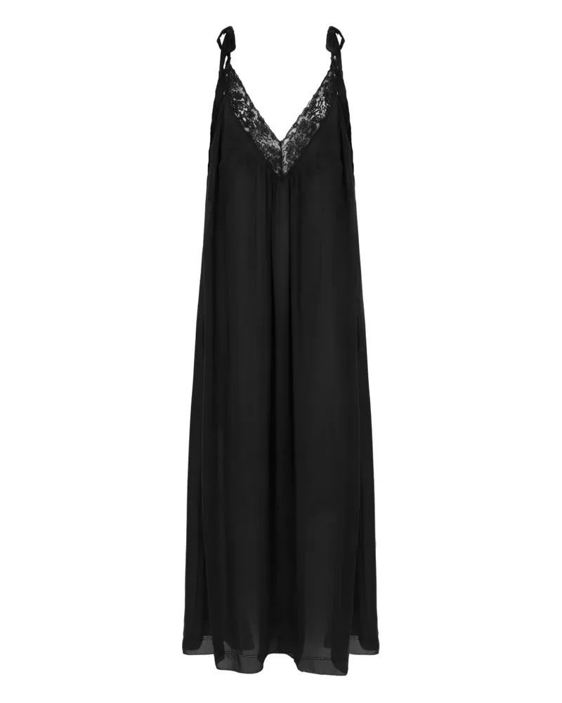 Chloé silk charmeuse lace maxi dress - Schwarz Schwarz