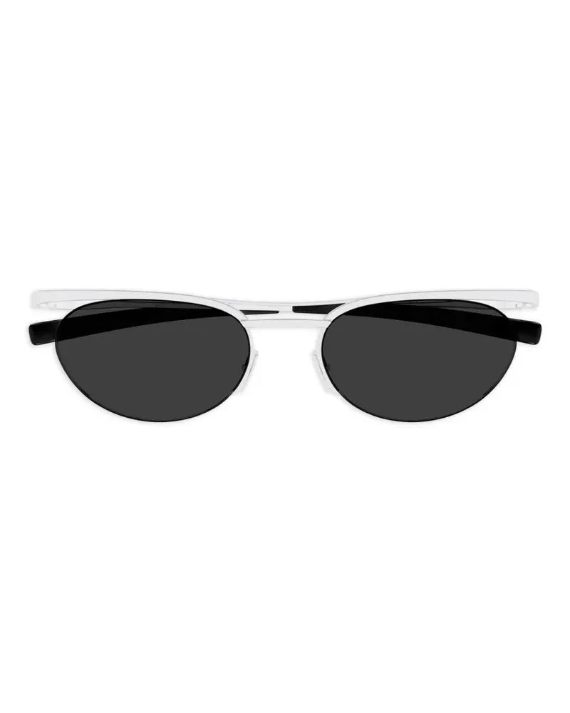 Saint Laurent Sonnenbrille mit ovalem Gestell - Silber Silber