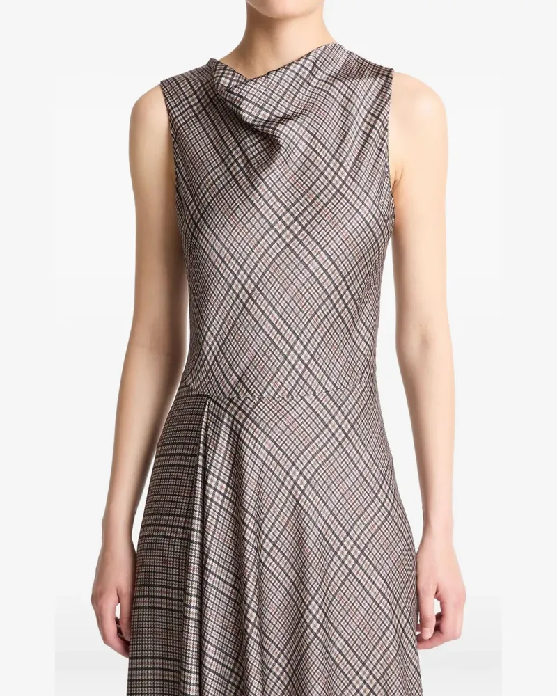 Vince Kariertes Kleid mit Wasserfallausschnitt - Nude Nude