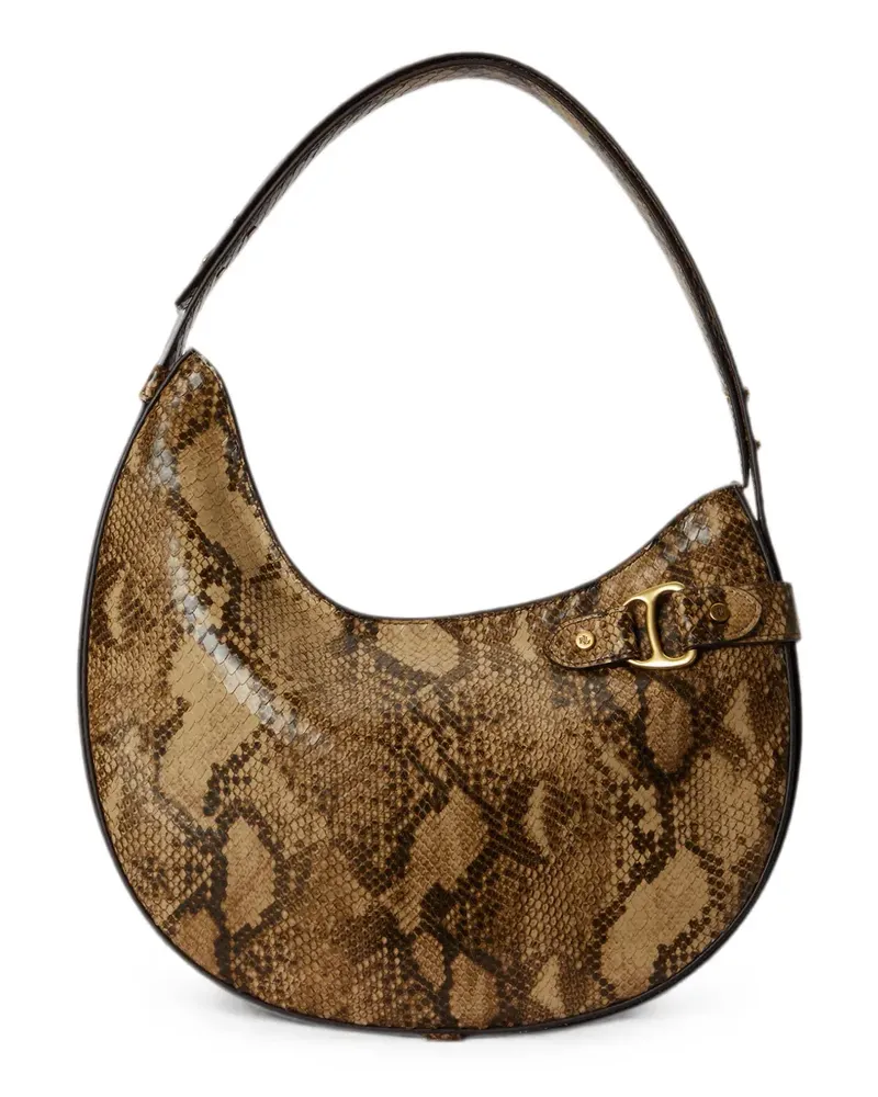 Ralph Lauren Große Tasha Schultertasche mit Python-Prägung - Braun Braun