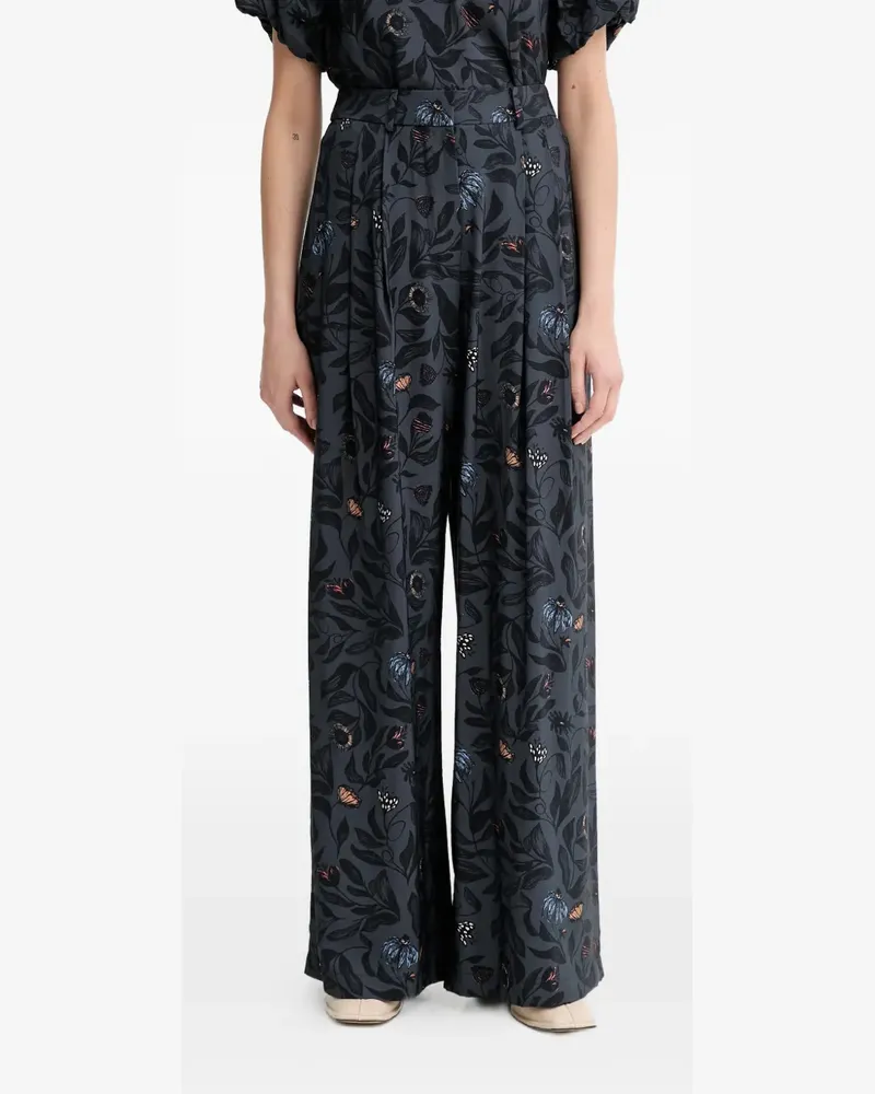 MUNTHE Faicus floral pleated trousers - Grau Grau