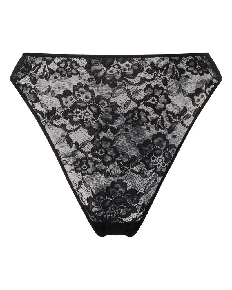 Oséree Slip mit floraler Spitze - Schwarz Schwarz