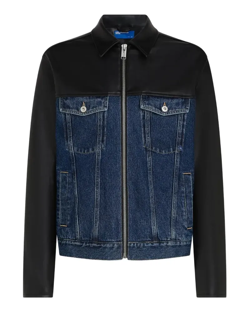 Karl Lagerfeld Jeansjacke mit Kontrasteinsätzen - Schwarz Schwarz