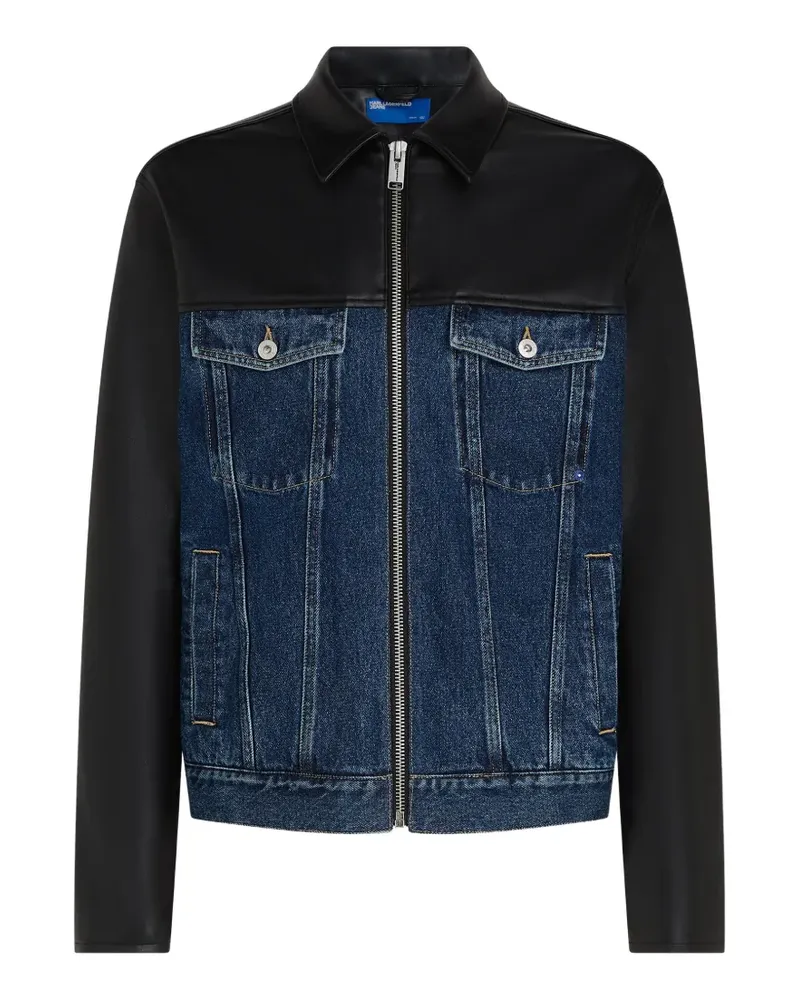 Karl Lagerfeld Jeansjacke mit Kontrasteinsätzen - Schwarz Schwarz