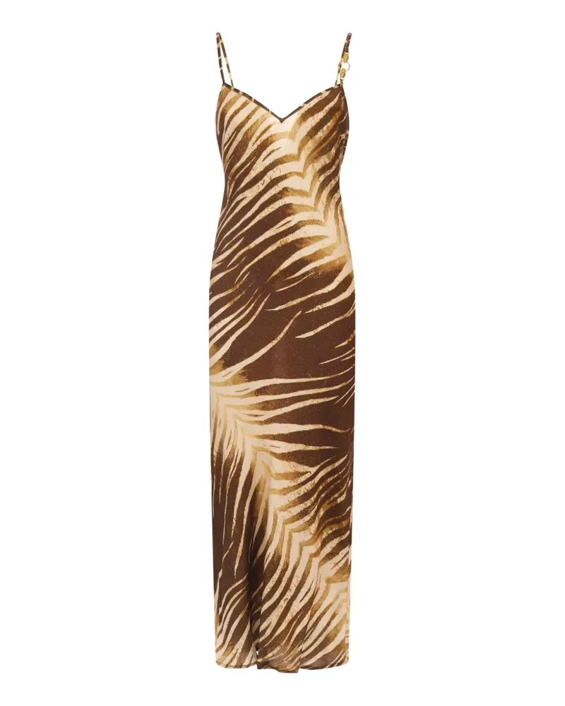 Just Cavalli Kleid mit Blatt-Print - Braun Braun