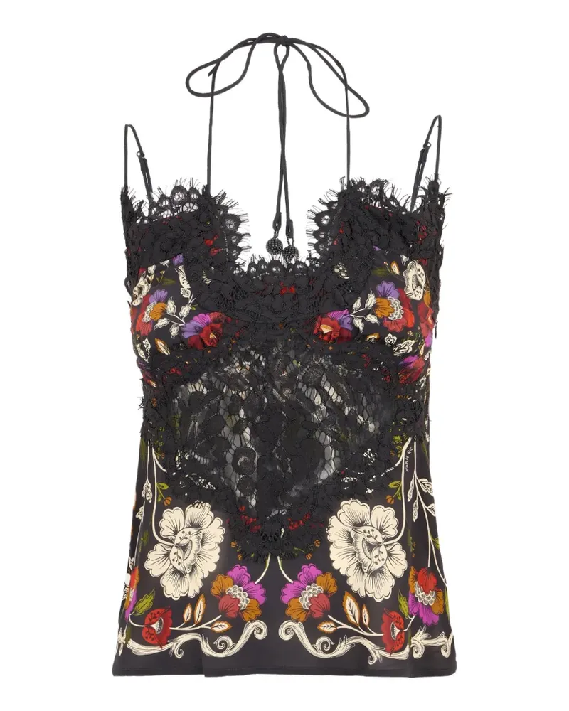 FARM Rio Top mit Blumen-Print - Schwarz Schwarz