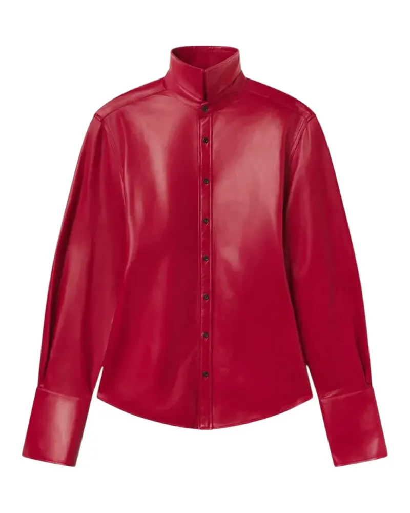 Co high-neck leather shirt - Rot Rot