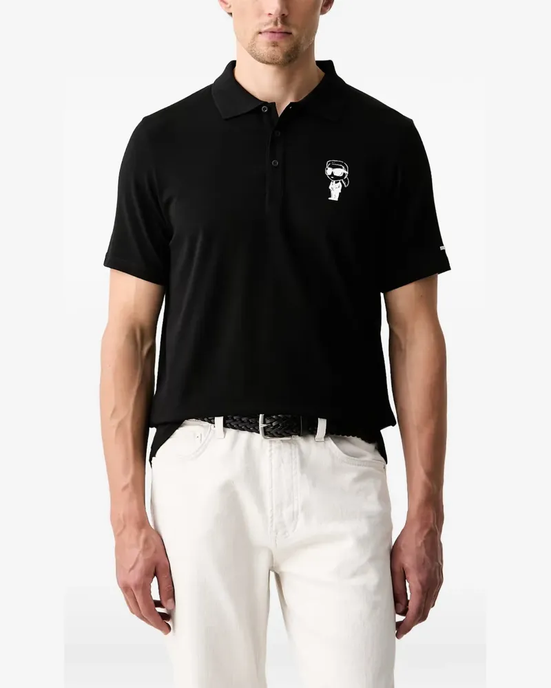 Karl Lagerfeld Ikonik patch-detail polo shirt - Schwarz Schwarz