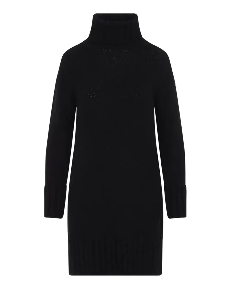 Moncler Rollkragenkleid mit Zopfmuster - Schwarz Schwarz