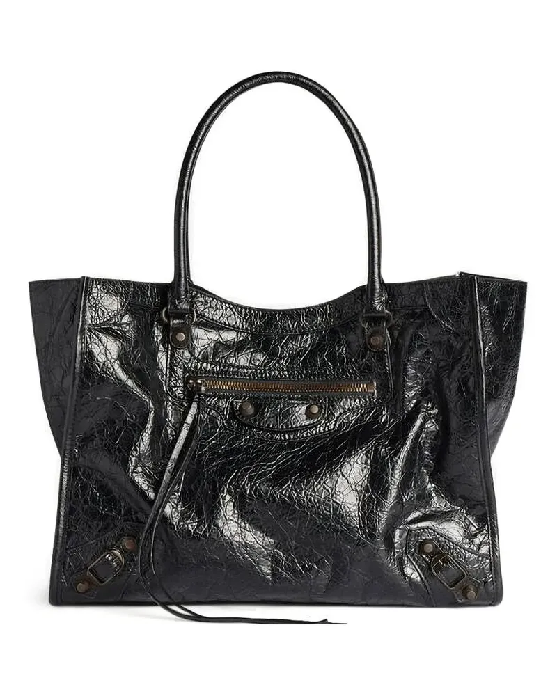 Balenciaga Kleine Le City Tote Bag aus Lammleder - Schwarz Schwarz
