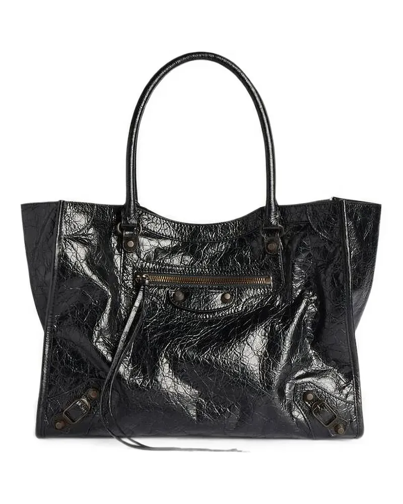 Balenciaga Kleine Le City Tote Bag aus Lammleder - Schwarz Schwarz