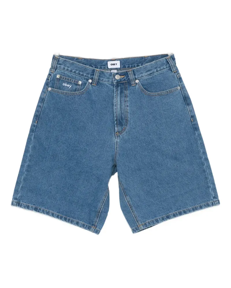 Obey Bigwig logo-embroidered shorts - Blau Blau
