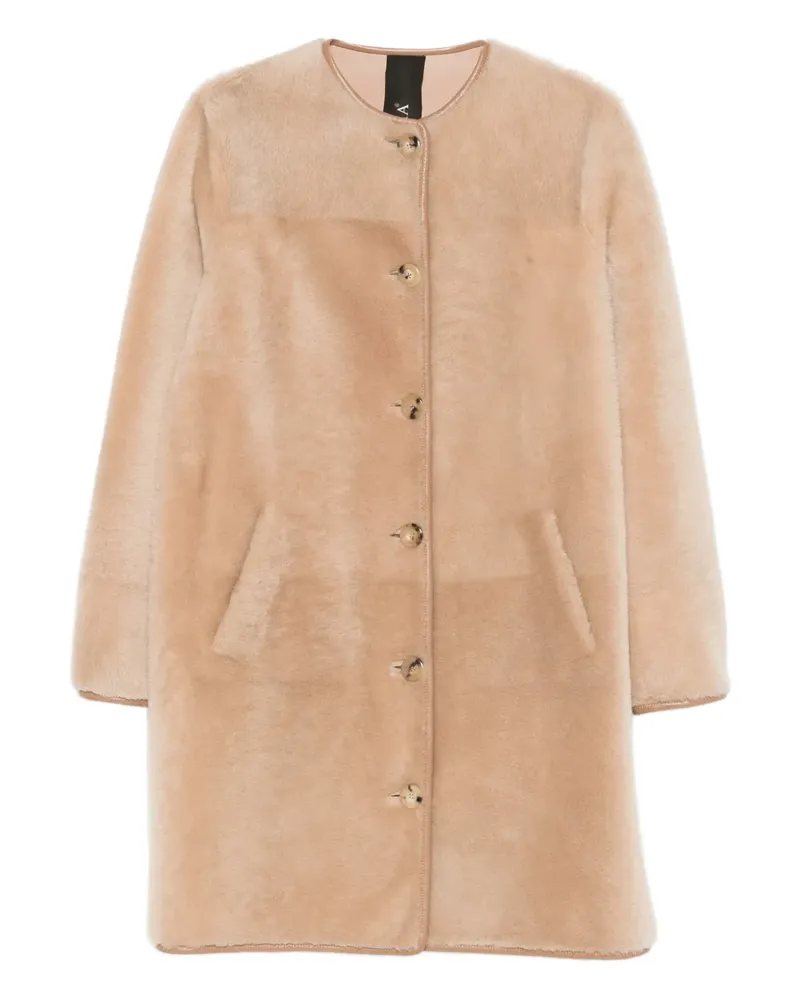 BLANCHA Geknöpfter Mantel aus Schafsleder - Nude Nude