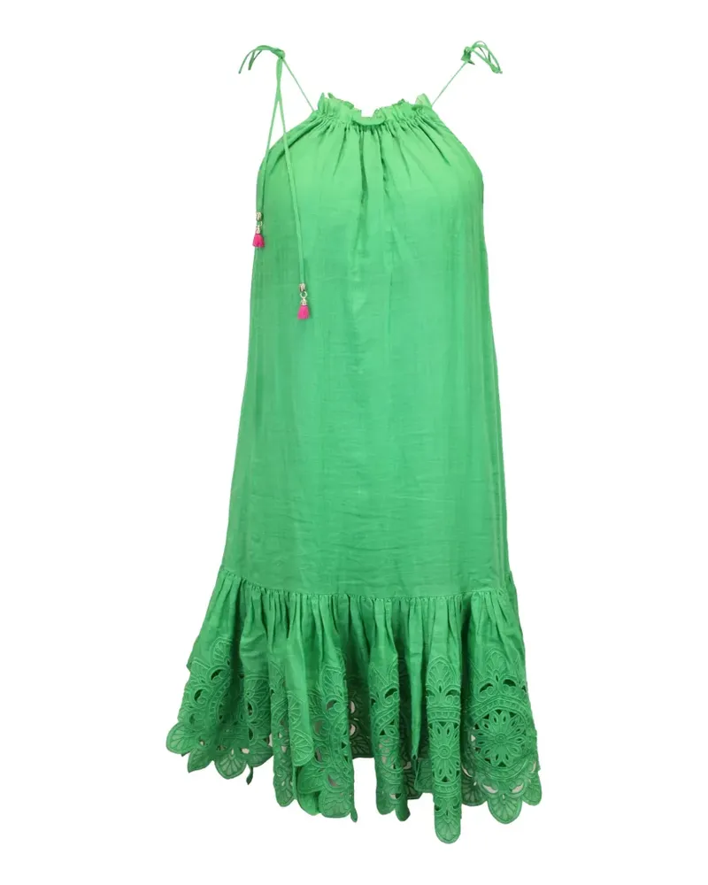 Zimmermann Gerafftes Kleid mit Lochstickerei - Grün Grün