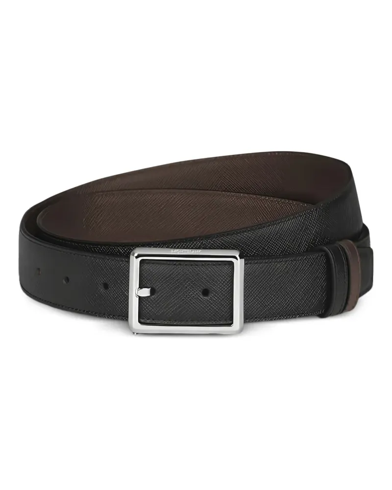 Montblanc reversible square-buckle textured leather belt - Schwarz Schwarz