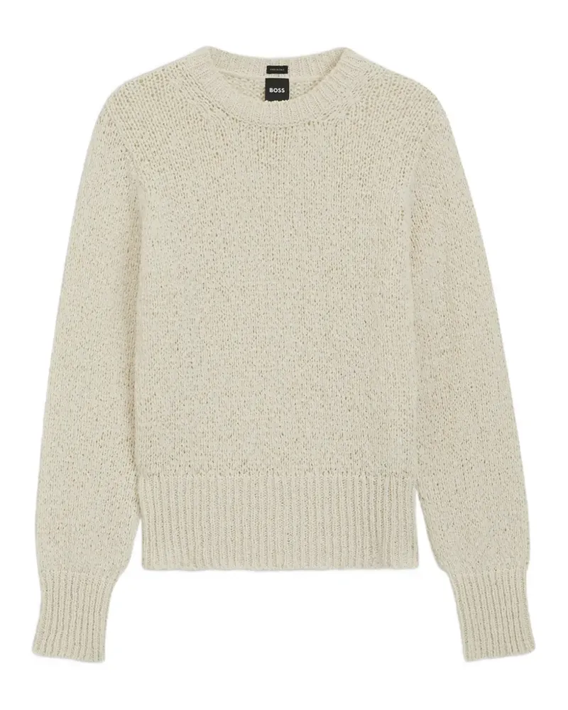 HUGO BOSS open-knit ribbed-trim sweater - Nude Nude