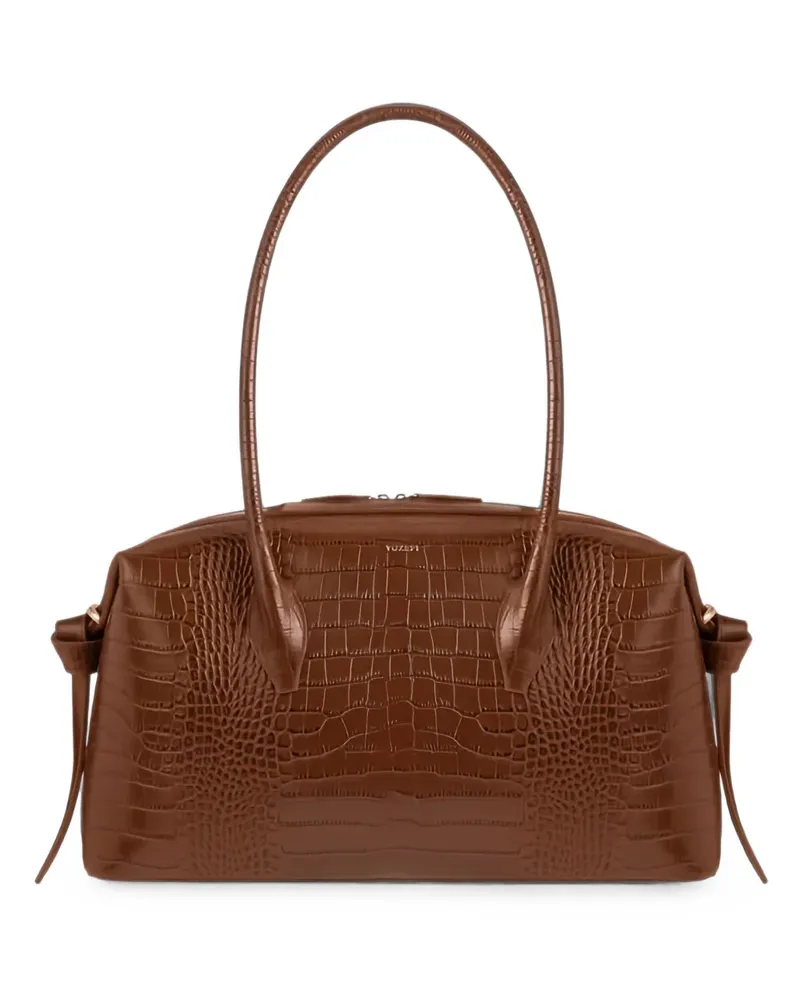 YUZEFI Brioche croc-effect leather shoulder bag - Braun Braun