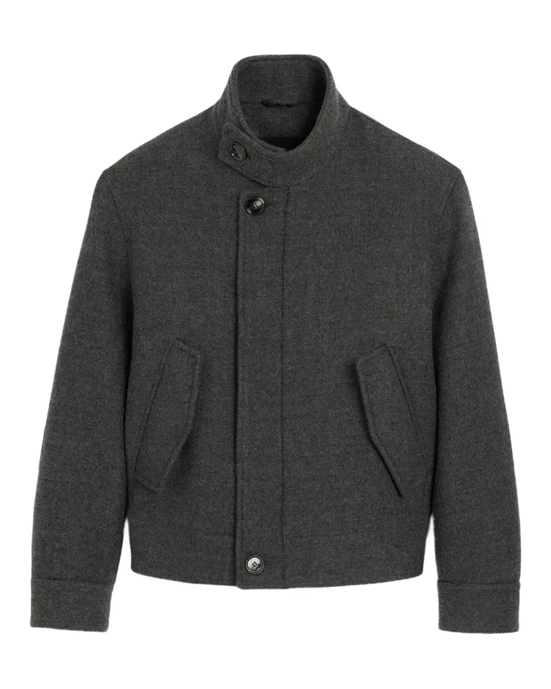 AMI Paris Wattierte Harrington-Jacke aus Wolle - Grau Grau