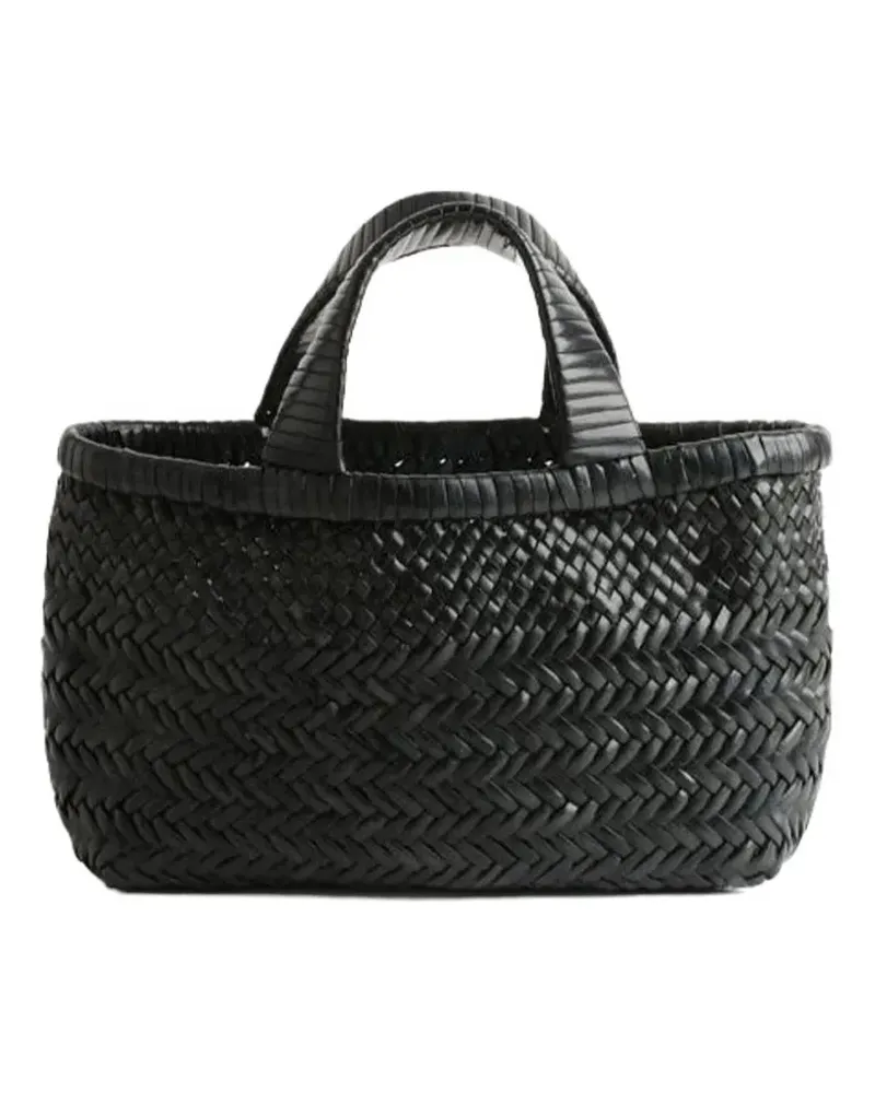 Manebí Sunset woven mini tote bag - Schwarz Schwarz
