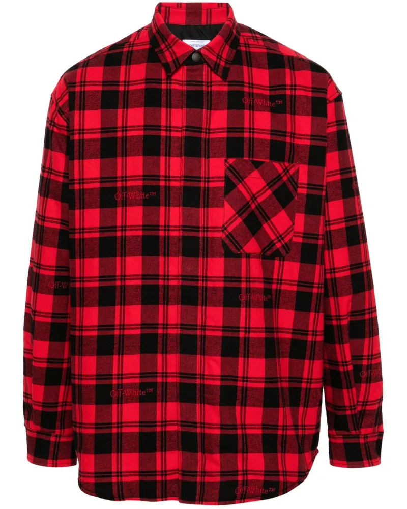 OFF-WHITE Karierte Hemdjacke aus Flanell Rot