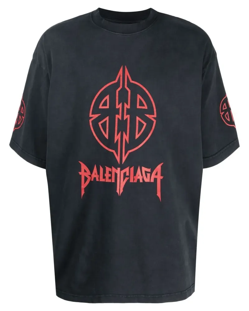 Balenciaga T-Shirt mit Logo-Print - Schwarz Schwarz
