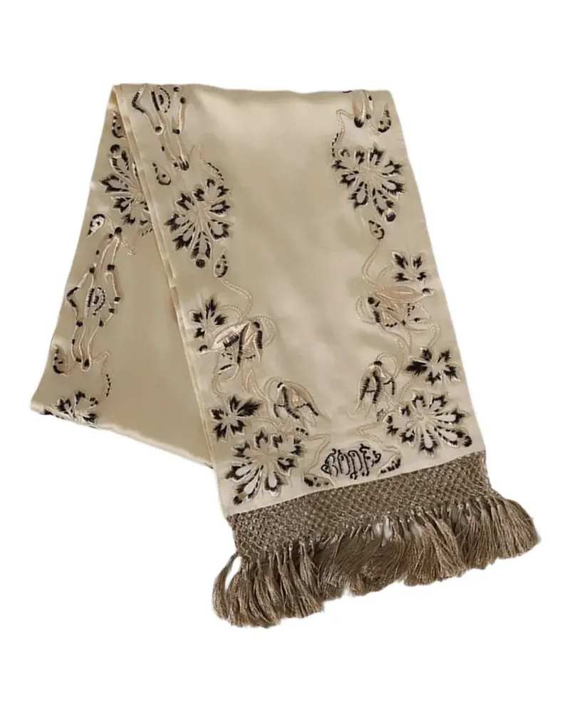 BODE Floraler Schal mit Fransen - Nude Nude