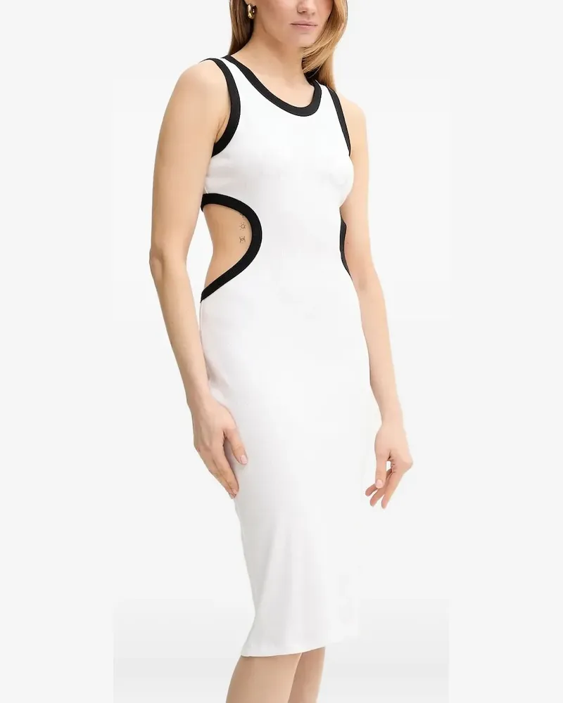 Liu Jo Geripptes Midikleid mit Cut-Outs - Weiß Weiß
