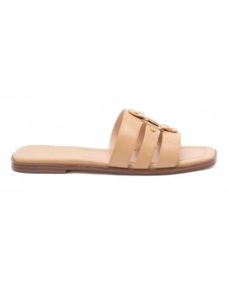 Twin-Set Sandalen mit Logo-Schild - Nude Nude