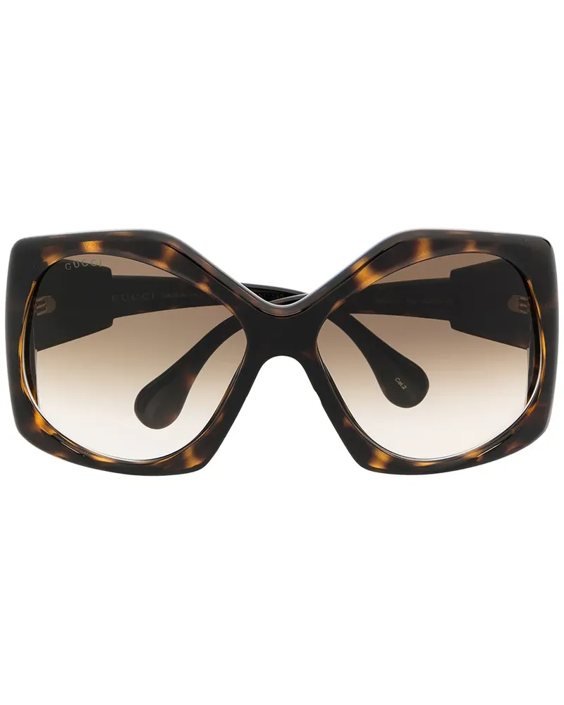 Gucci Eckige Sonnenbrille - Braun Braun