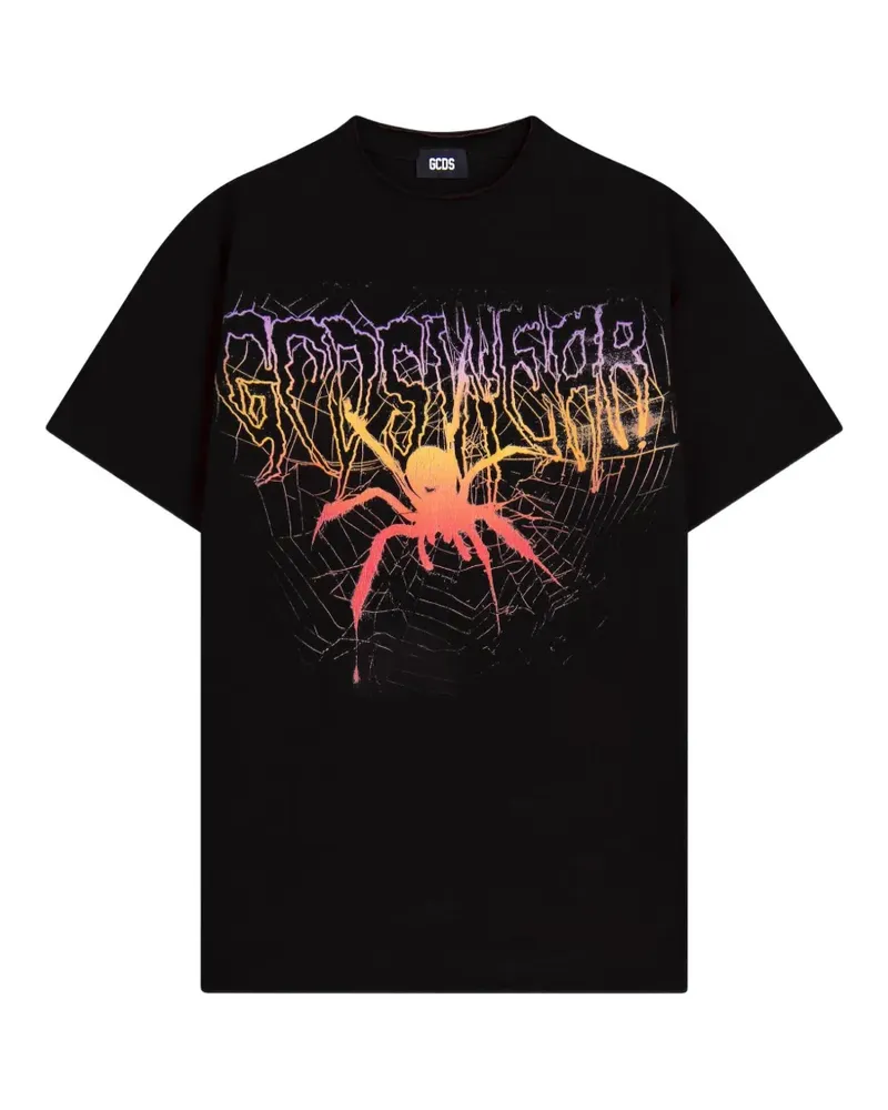 GCDS Cropped-T-Shirt mit grafischem Print - Schwarz Schwarz