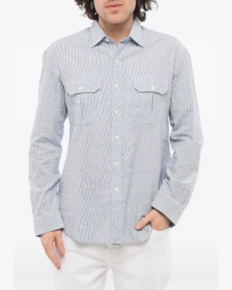Salvatore Piccolo Gestreiftes Alberto Hemd - Blau Blau