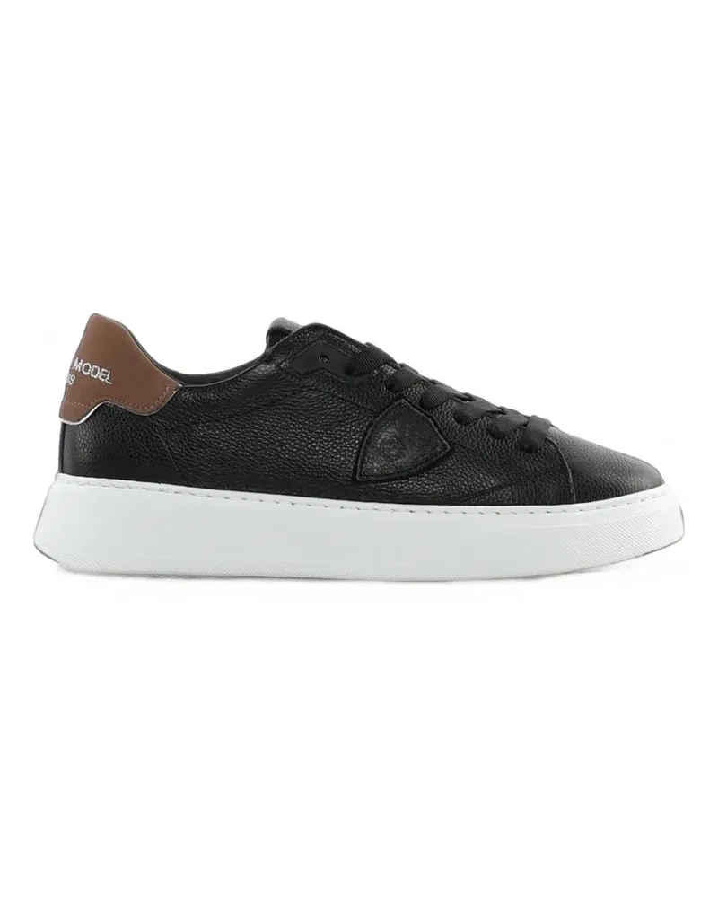 Philippe Model Temple logo-patch pebbled-leather sneakers - Schwarz Schwarz
