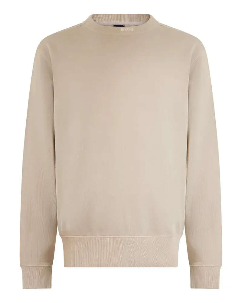 HUGO BOSS logo-embroidered ribbed-trim sweatshirt - Nude Nude