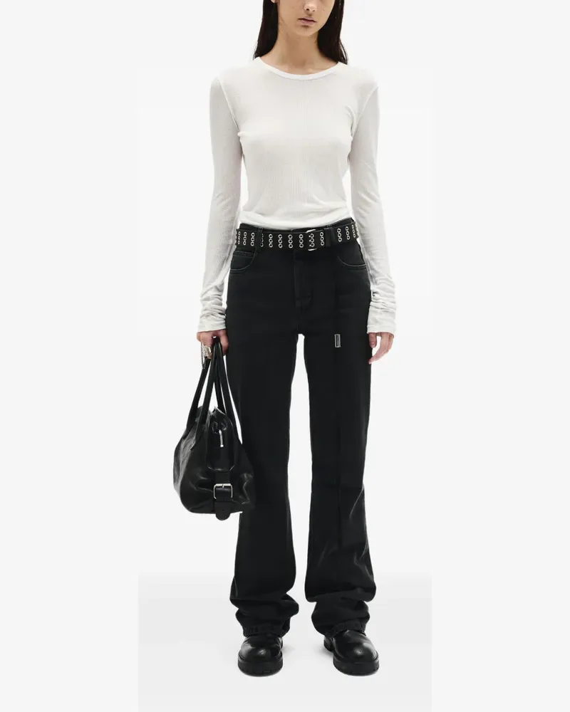 Ann Demeulemeester Geripptes Fiene Langarmshirt - Weiß Weiß