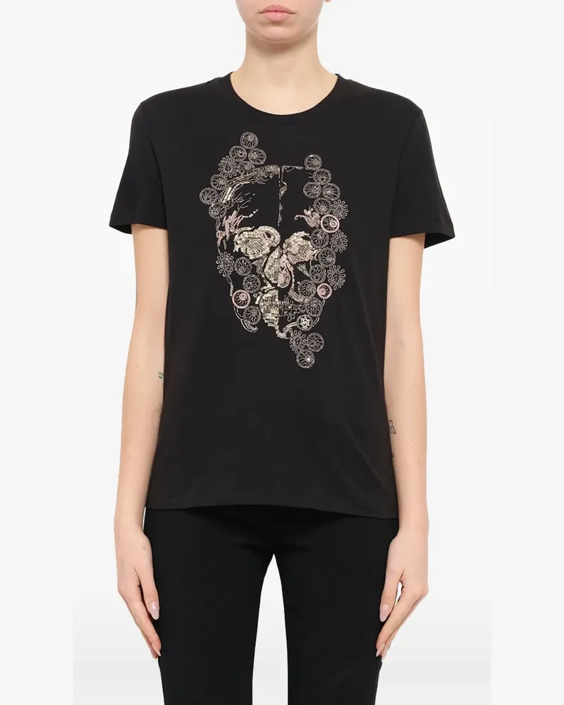 Alexander McQueen T-Shirt mit Totenkopfverzierung - Schwarz Schwarz