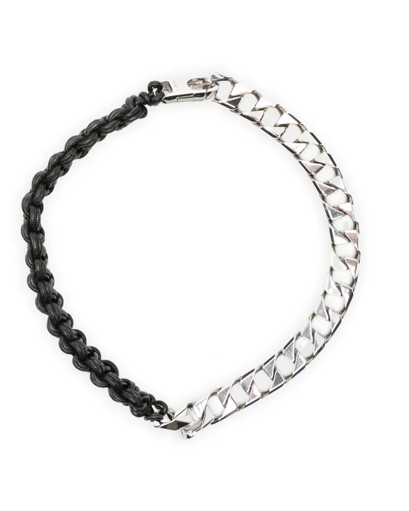 PLAN C leather-braided curb-link necklace - Silber Silber