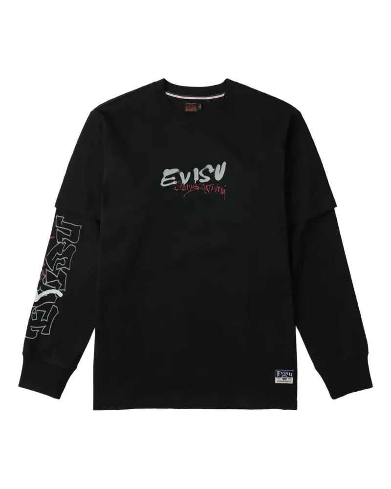 Evisu printed layered-sleeve T-shirt - Schwarz Schwarz